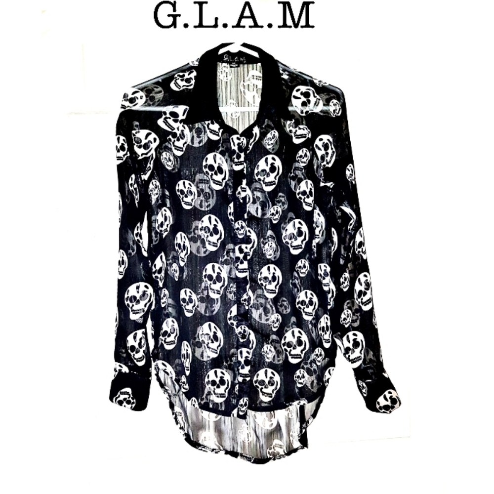 ●Sale●🇨🇦GLAM  Skull Sheer Blouse